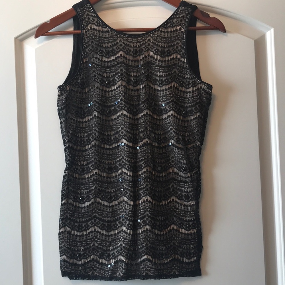 Black and Cream sequin tank